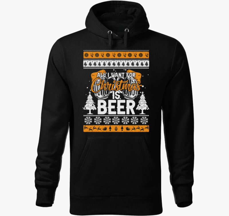 Karácsonyra csak sört kérek kapucnis pulóver