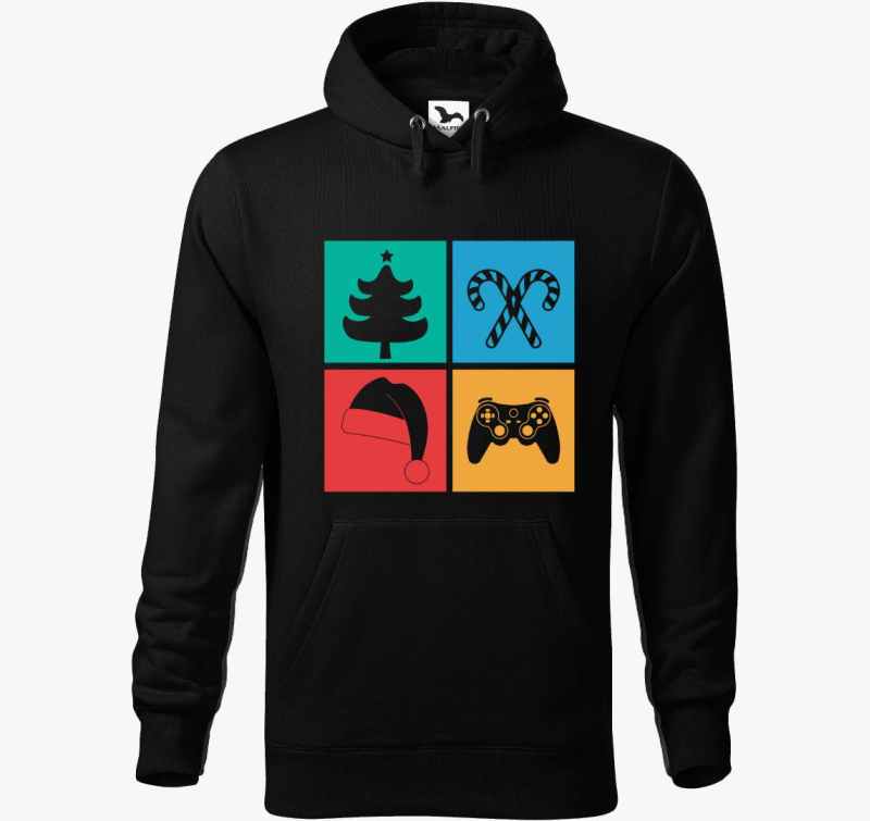 Gamer karácsonyos kapucnis pulóver