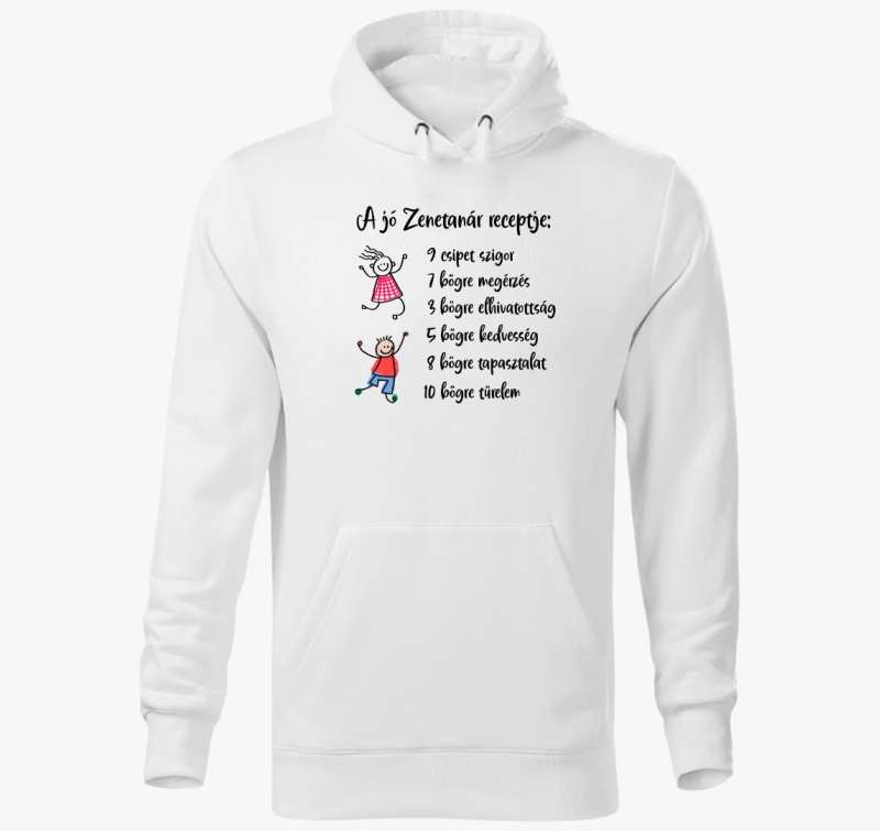 Zenetanár kapucnis pulóver