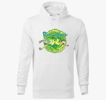 Rick és Morty portál kapucnis pulóver