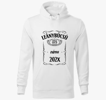 Leánybúcsú csapat kapucnis pulóver - Egyedi város + dátum megadással!