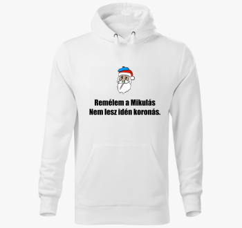 Koronás Mikulás kapucnis pulóver