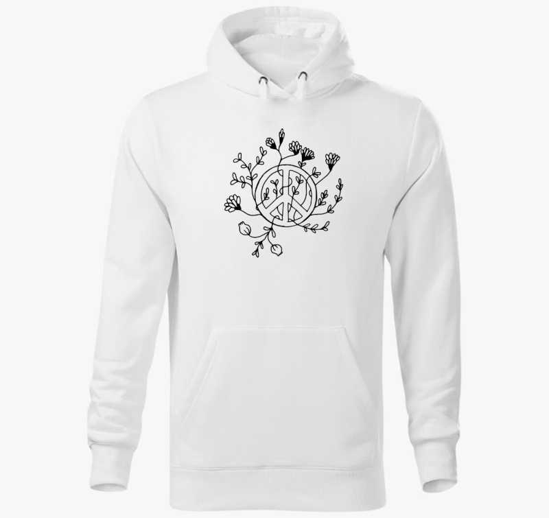 Békejeles monokróm kapucnis pulóver