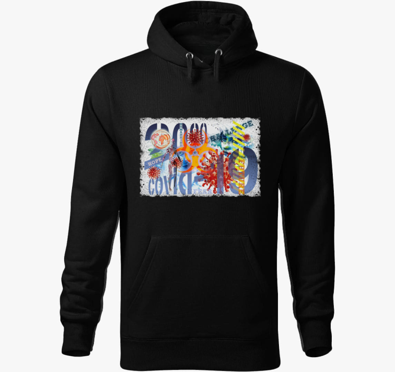 Covid-19 kollázs kapucnis pulóver