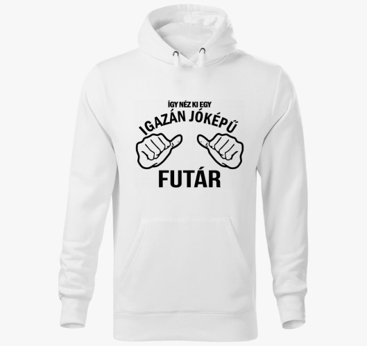 Jóképű futár kapucnis pulóver...