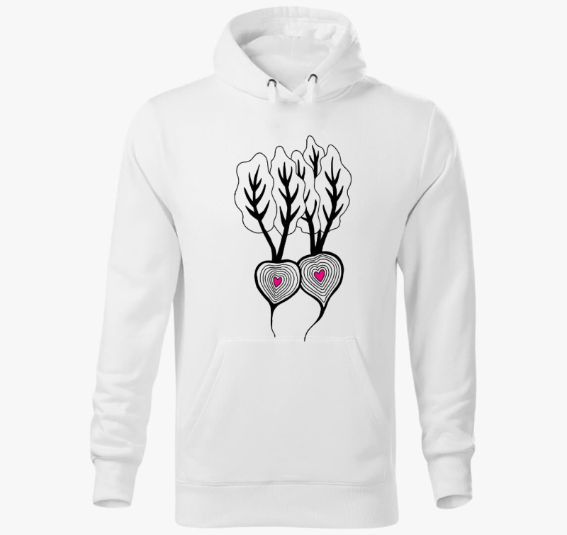 Cékla szív - vonalrajzos kapucnis pulóver 