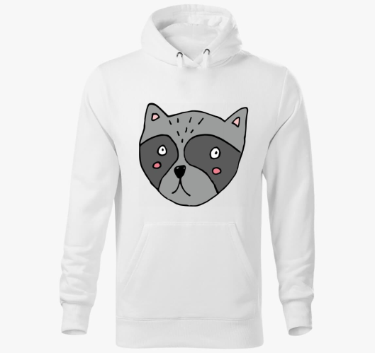 Megszeppent mosómedve kapucnis...