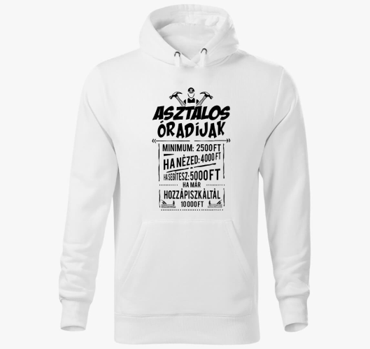 Asztalos Óradíjak kapucnis pul...
