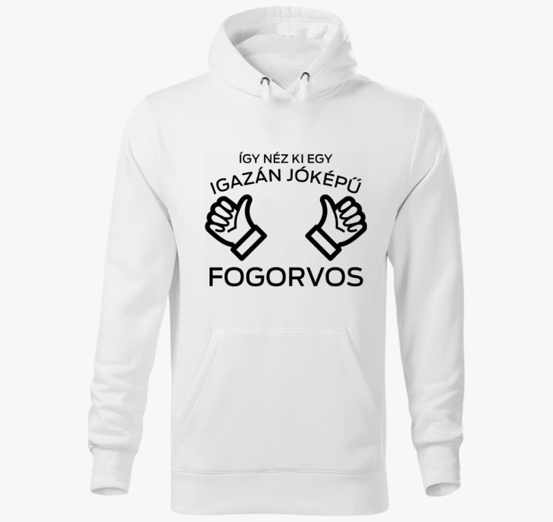 Így néz ki egy jóképű fogorvos kapucnis pulóver