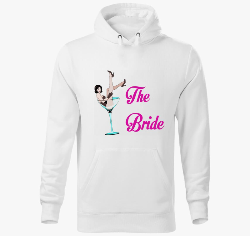 Lánybúcsúra koktélos menyasszony kapucnis pulóver