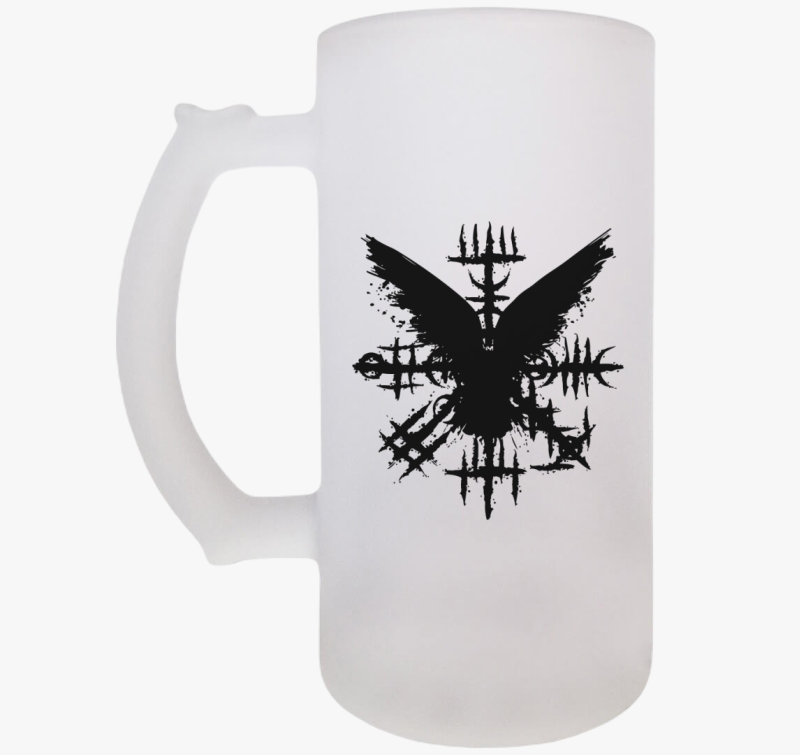 Black Grunge Raven Viking Symbol söröskorsó