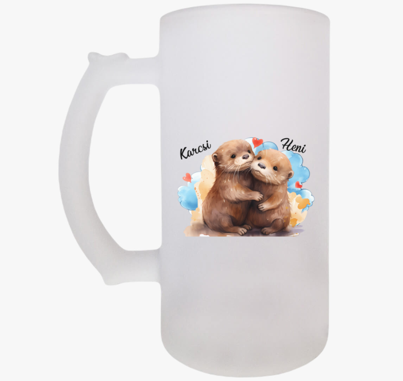 Összebújós szerelmes Vidrák söröskorsó