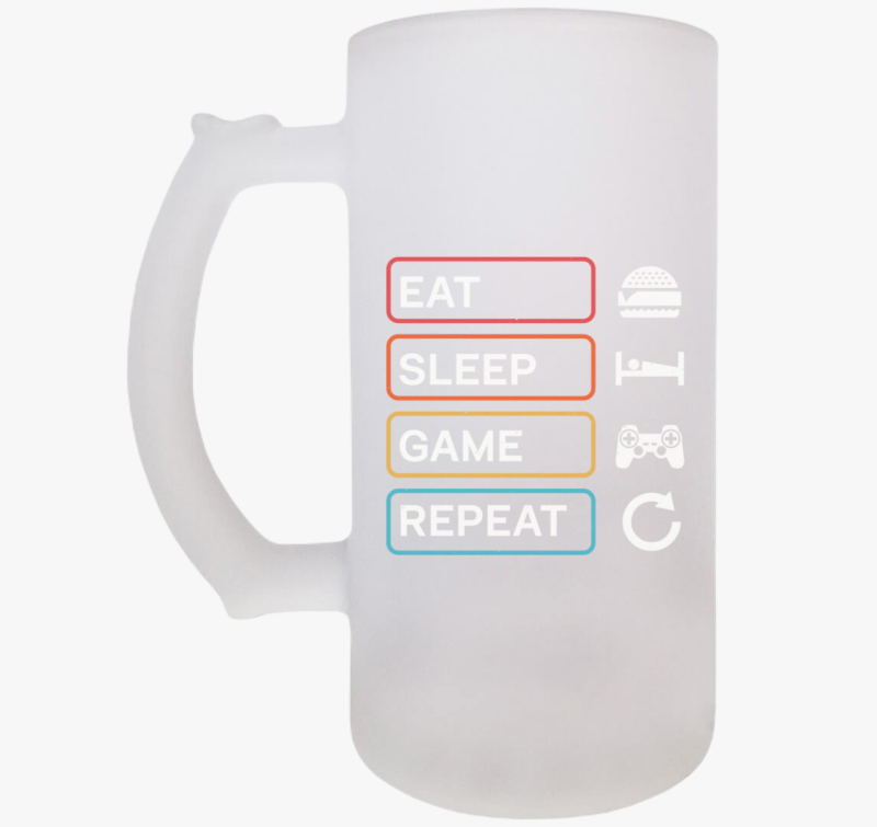 Eat sleep game repeat gamer söröskorsó