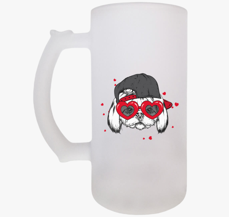 Szerelmes napszemüveges kutyás söröskorsó