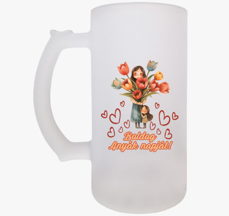 Boldog anyák napját rajzos söröskorsó