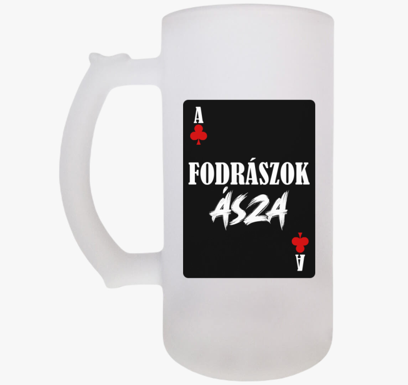 Fodrászok ásza kártyás feliratos söröskorsó