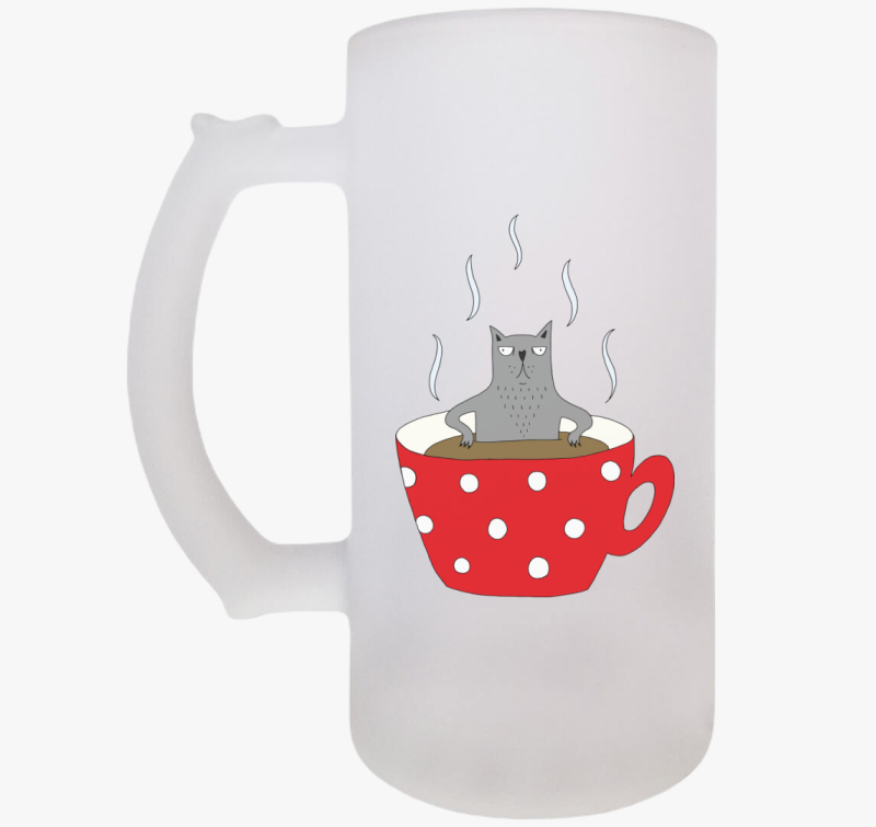 Mokkás szürke macska - söröskorsó