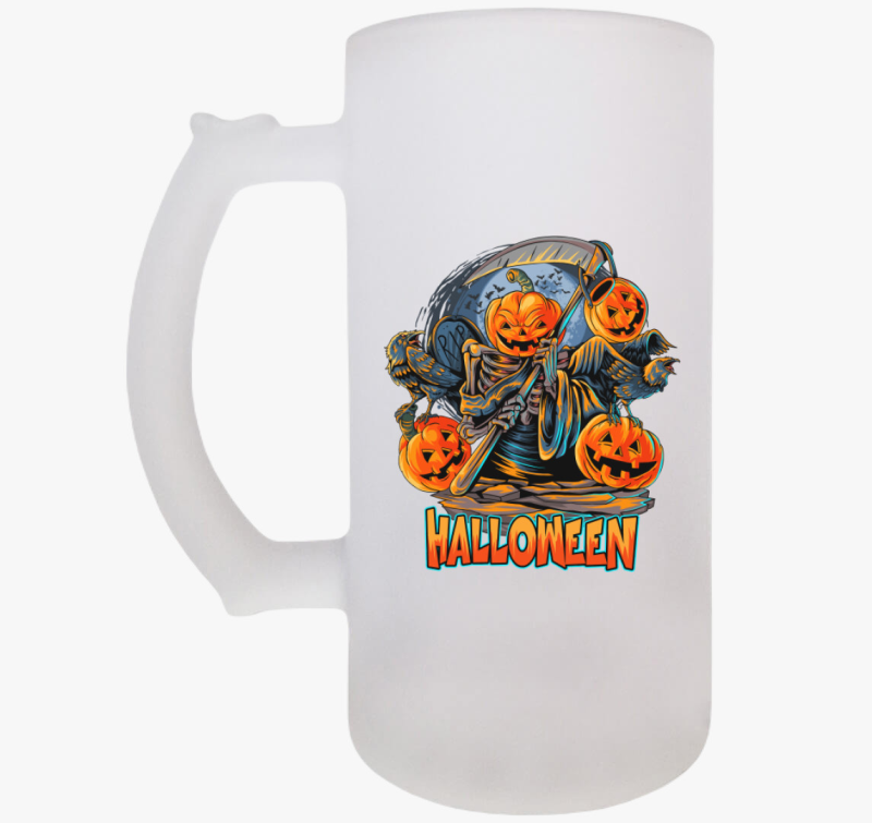 Halloweeni kaszás tök söröskorsó