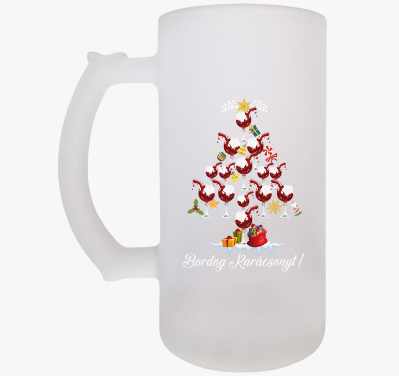 Boldog Karácsonyt boros poharas söröskorsó