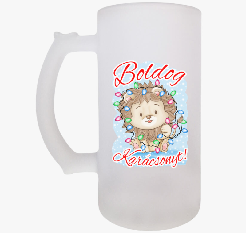 Boldog Karácsonyt kis oroszlán gyerek söröskorsó