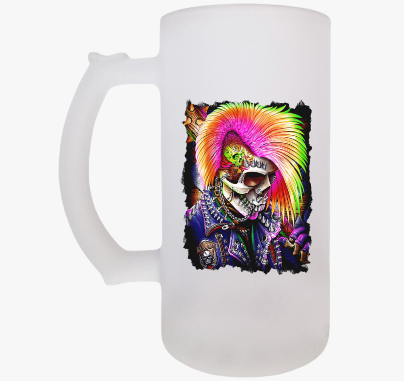 Színes punk koponya söröskorsó