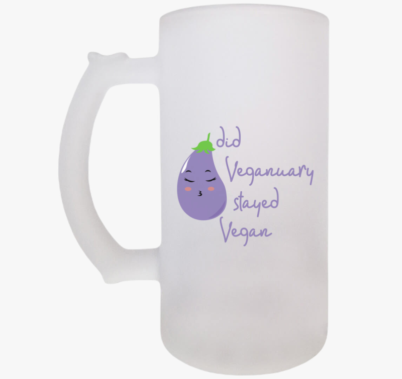 Did Veganuary padlizsános (lila betűs) söröskorsó