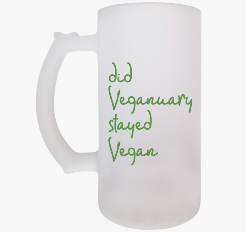 Did Veganuary (dőlt zöld betűs) söröskorsó