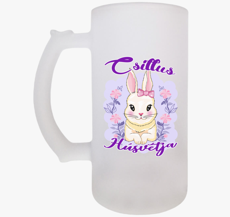 Húsvét Nyuszi könyököl, névvel lány söröskorsó