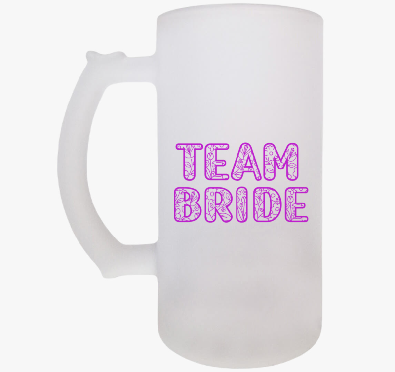 TEAM Bride virágos pink söröskorsó