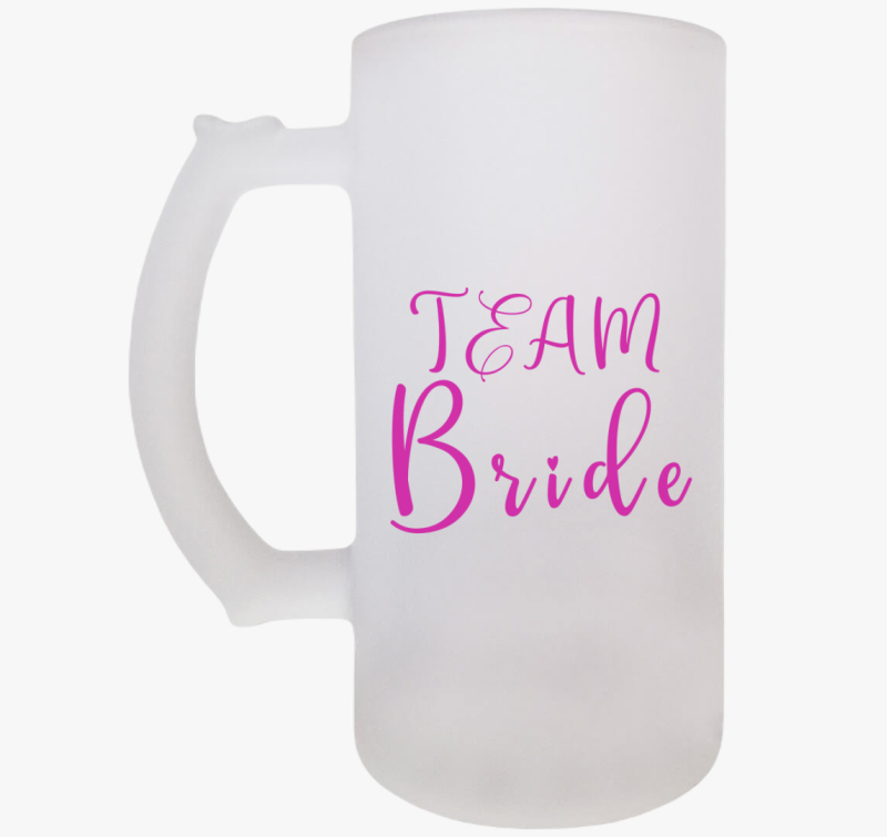 TEAM Bride pink szivecske söröskorsó