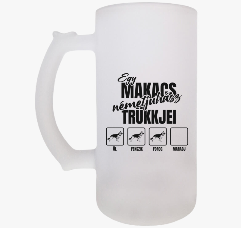 Egy makacs németjuhász trükkjei söröskorsó