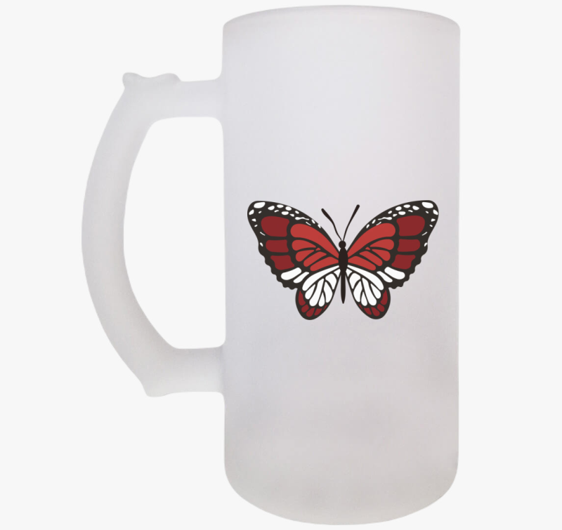 Gyönyörű piros pillangó söröskorsó