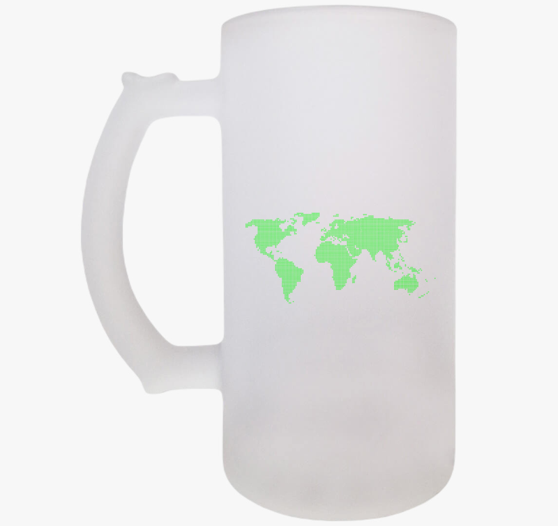 Pontozott zöld világtérkép söröskorsó