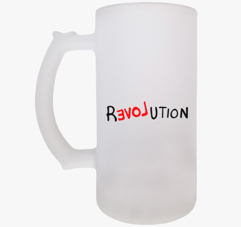 Revolution feliratú söröskorsó
