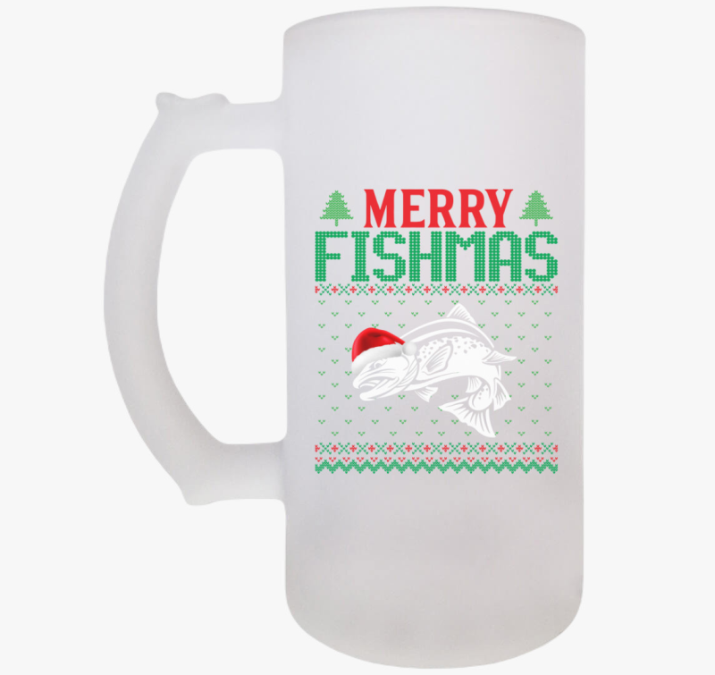 Merry fishmas karácsonyi horgász söröskorsó