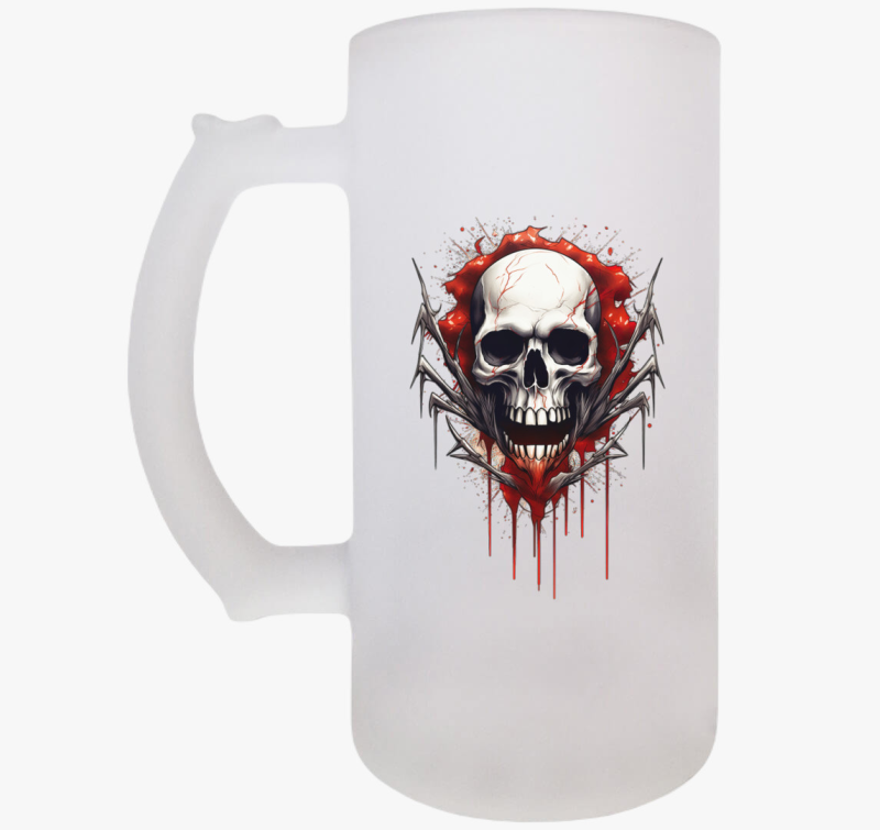 Nyitott szájú póklábú koponya söröskorsó