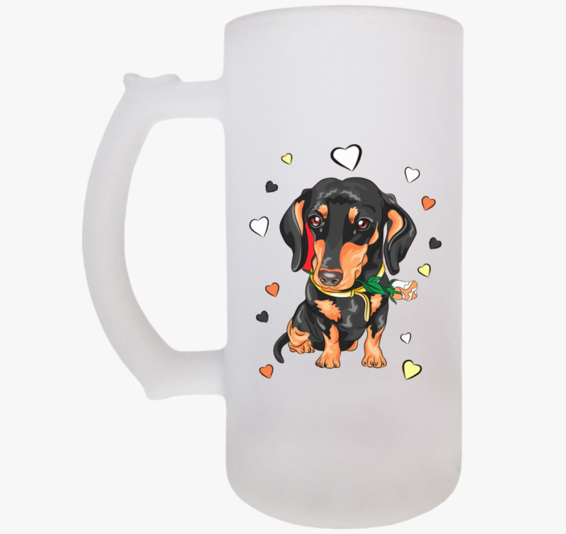 Rózsás tacskó söröskorsó