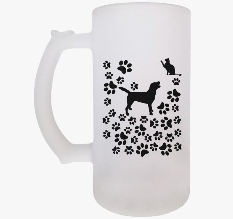 Kutya, cica barátság söröskorsó