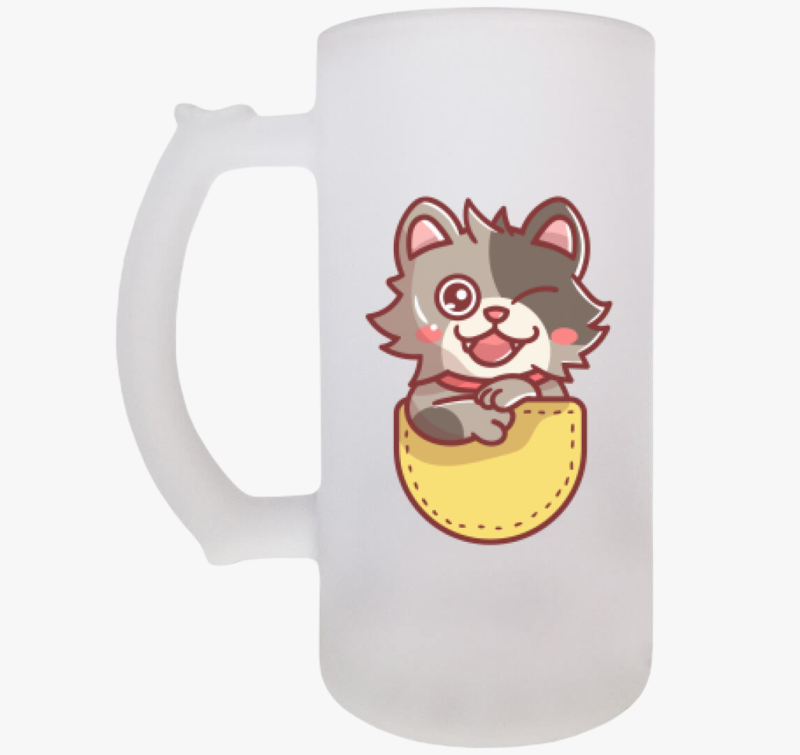 Kismacskás zsebmintás söröskorsó