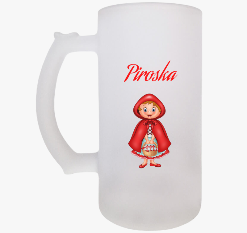 Piroskás gyerek söröskorsó-egyedi névvel