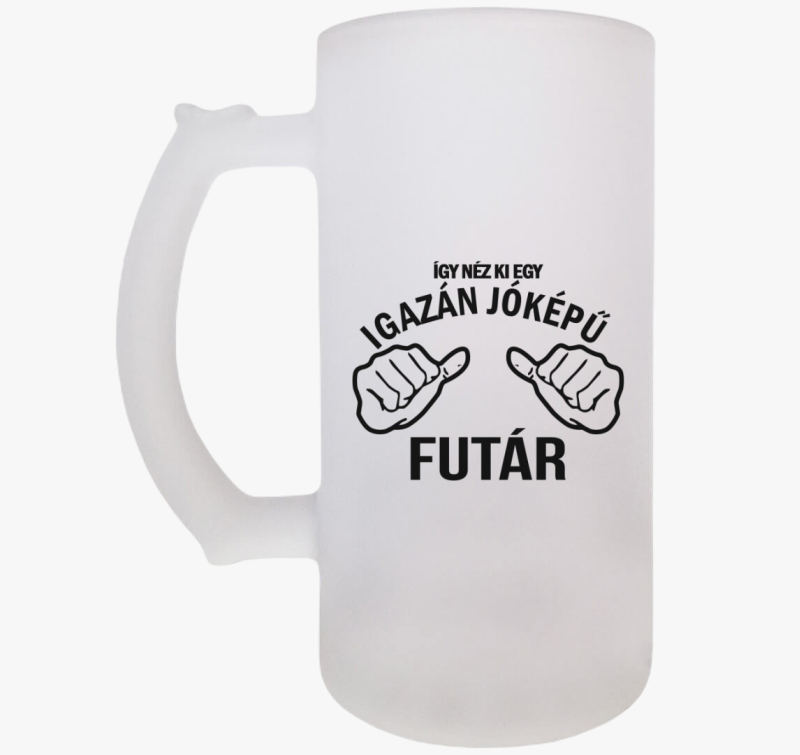 Jóképű futár söröskorsó