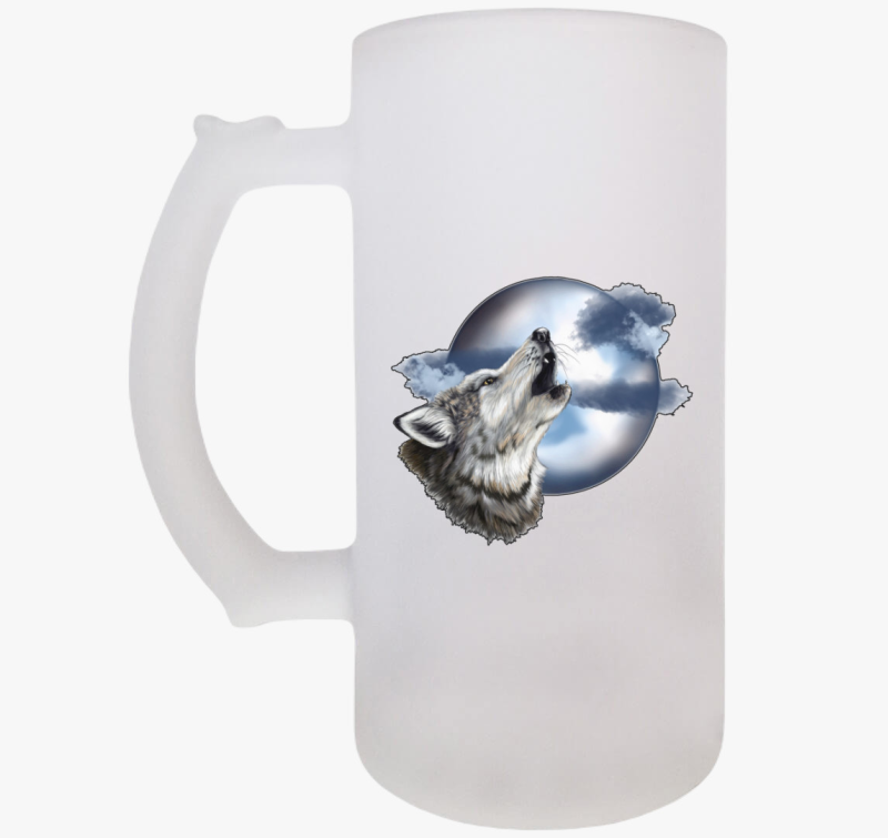 Holdat vonyító farkas söröskorsó