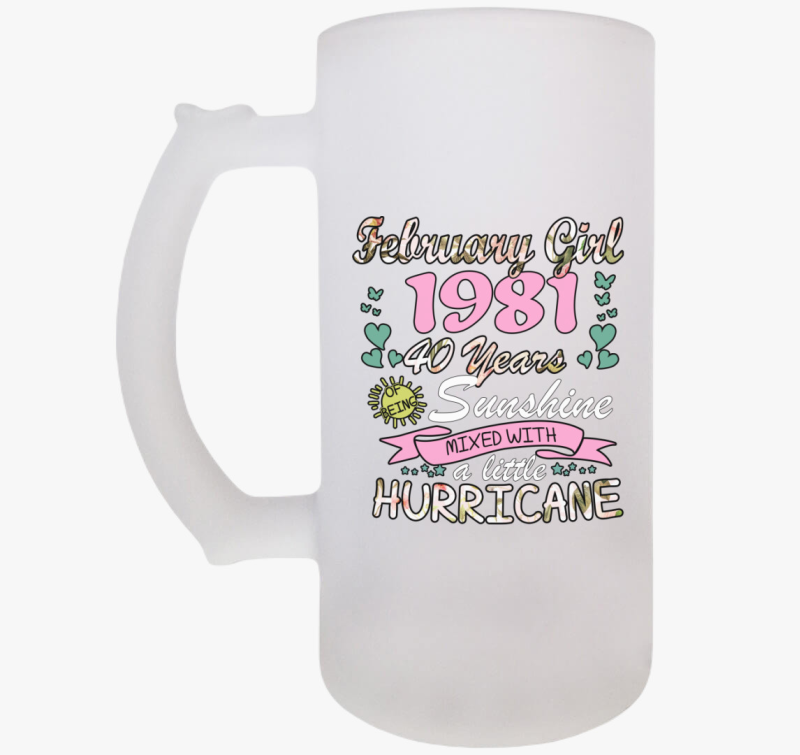 Sunshine and Hurricane Születésnapos söröskorsó - egyedi hónappal, egyedi évszámmal -