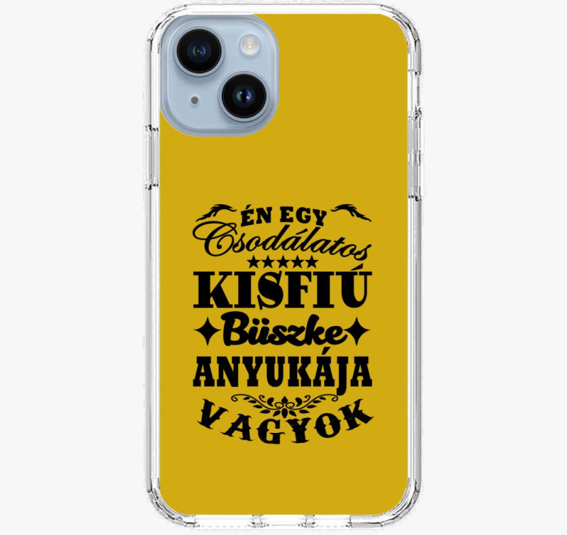 Csodálatos kisfiú büszke anyukája telefontok