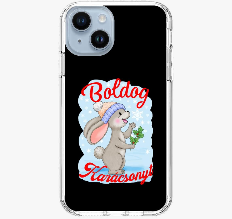 Boldog Karácsonyt nyuszi hópihével gyerek telefontok