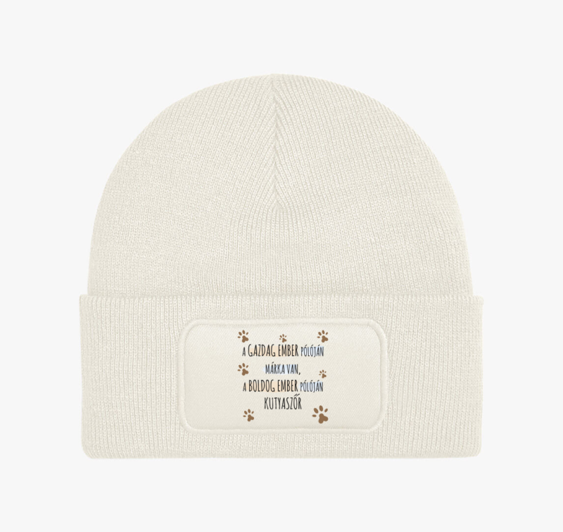 A boldog ember téli sapkaján kutyaszőr téli sapka