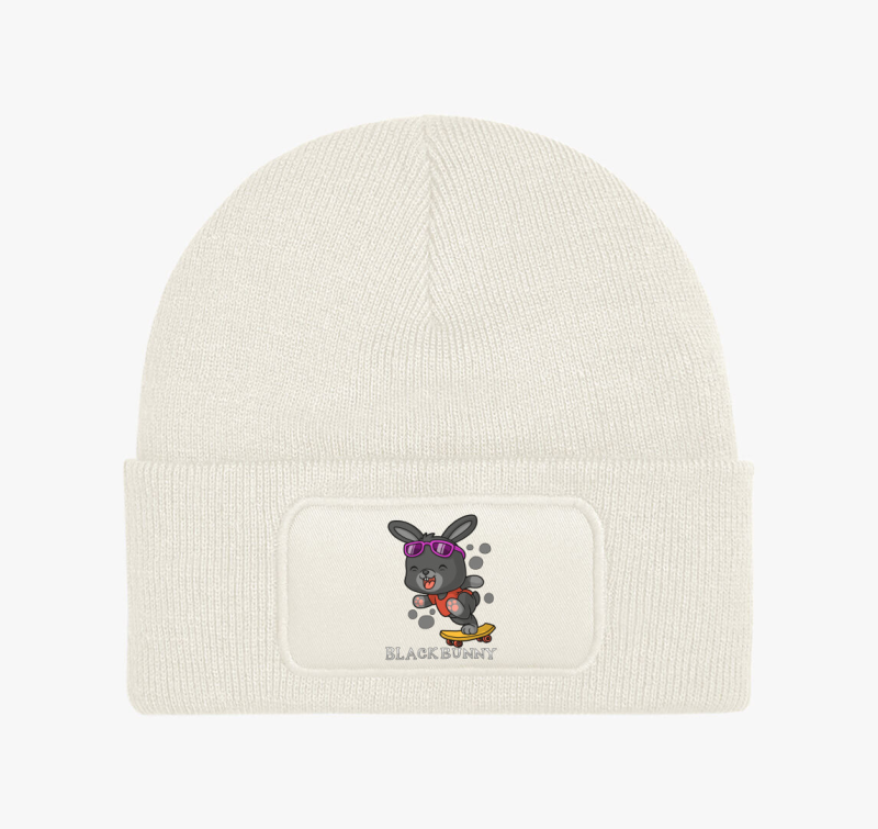 Fekete nyuszis téli sapka