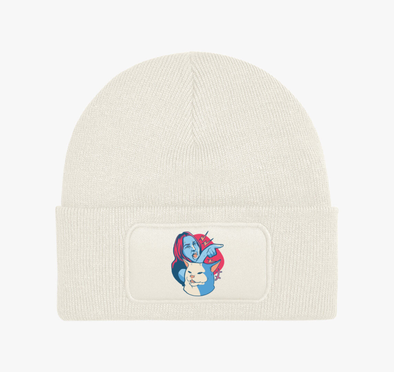 Macskával kiabáló nő meme téli sapka