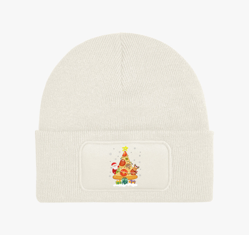 Pizza karácsonyfa téli sapka