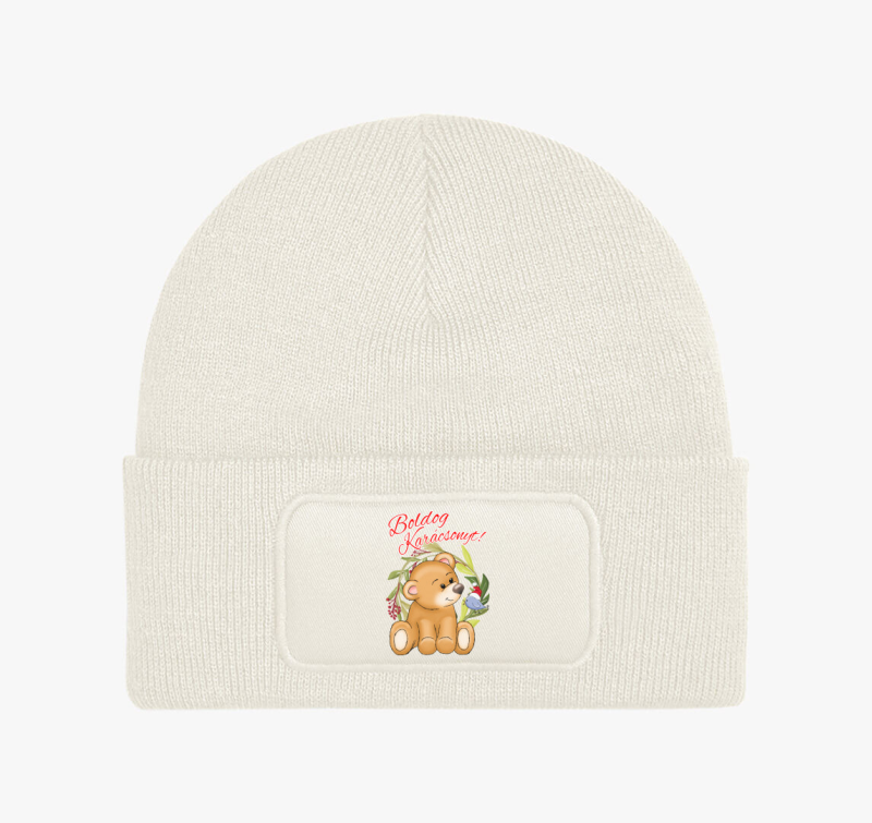 Boldog Karácsonyt Maci madárkával téli sapka